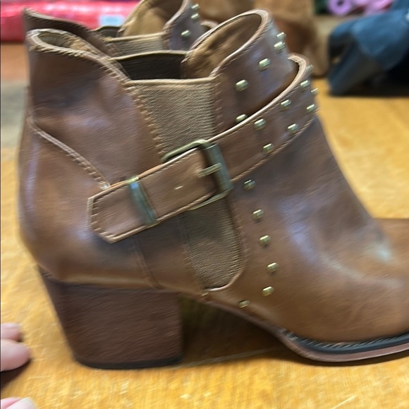 Olivia Miller Brown Ankle Booties with Studded Straps - Picture 3 of 8